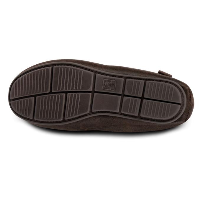 Isotoner® Mens Distressed Moccasin Slipper With Herringbone Sock Brown Extra Image 5